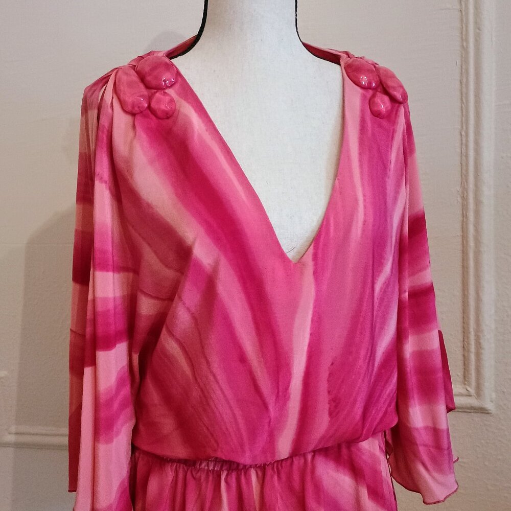 Bebe pink top silk blouse top xs embellished very feminine